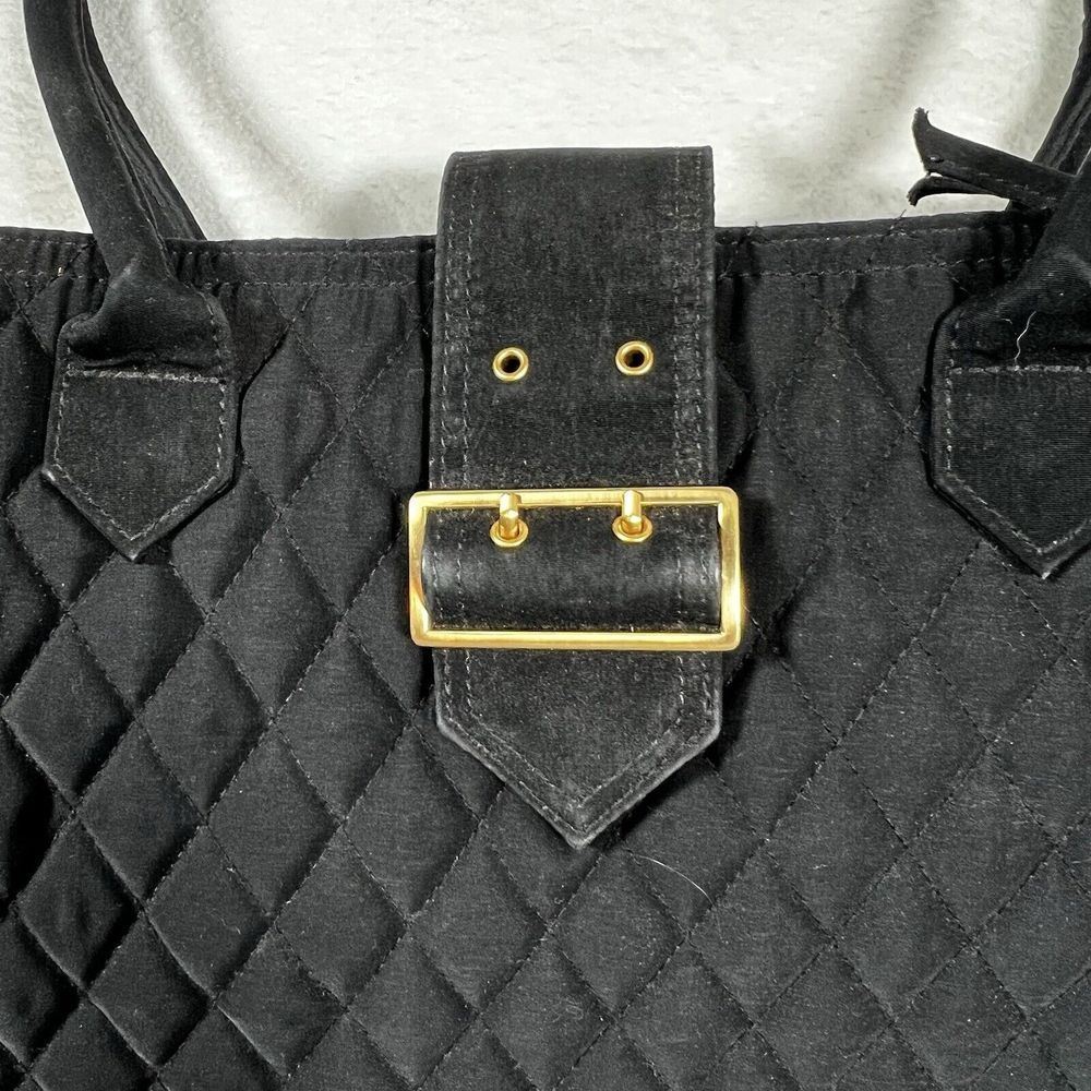 Vera Bradley Quilted Buckle Shoulder Bag Black Satchel Footed Y2K